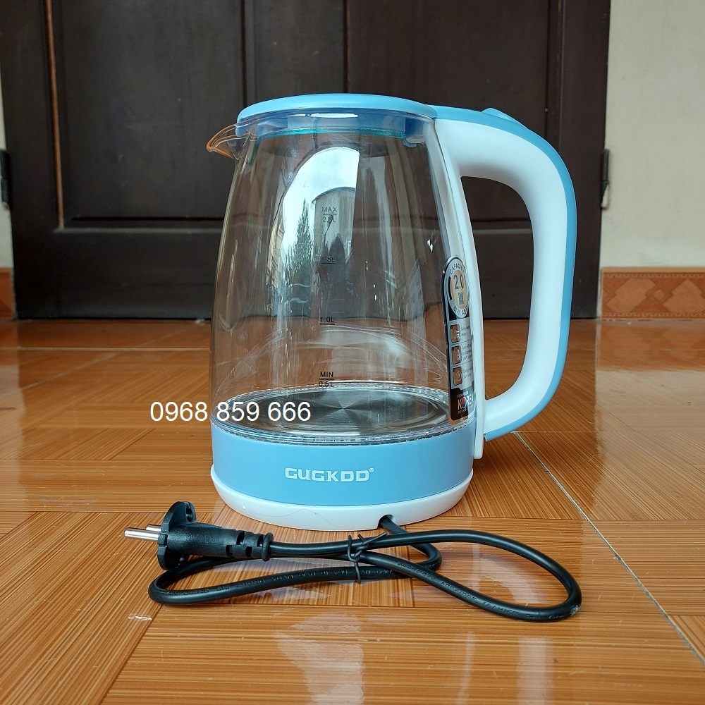 Ấm Siêu Tốc Thủy Tinh 2.0L Công Suất 1500W Thiết Kế Hiện Đại Trong Suốt có đèn LED