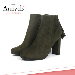[Giày xinh toàn quốc] Boots 7cm Da lộn, khóa kéo, tua rua, Ankle boots Mã BO100299 (2)