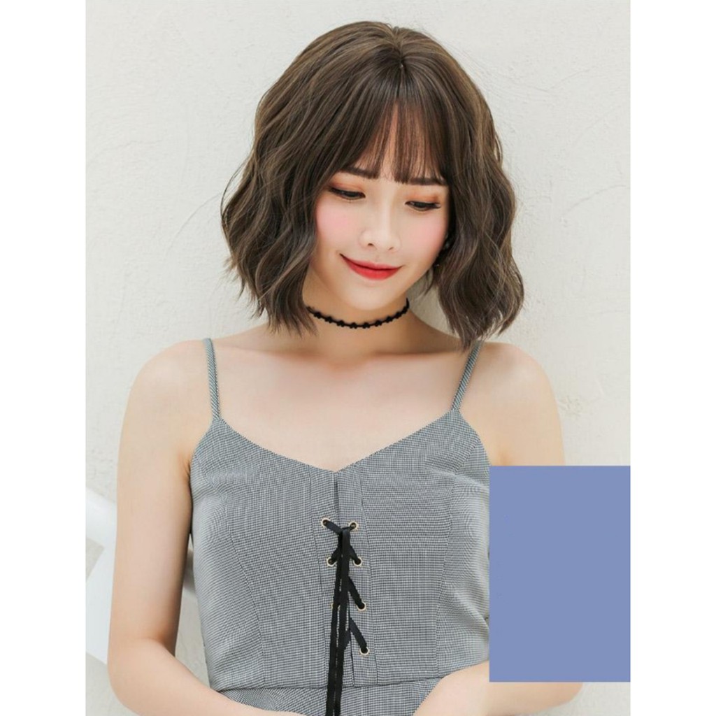 Tóc giả nữ nguyên đầu vic xù, tóc bộ cả đầu mái thưa hàn quốc