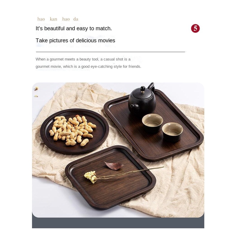 Khay Đựng Trà/Trái Cây/Bánh Mì/Đồ Nướng Bằng Gỗ Cây Óc Chó Màu Sắc