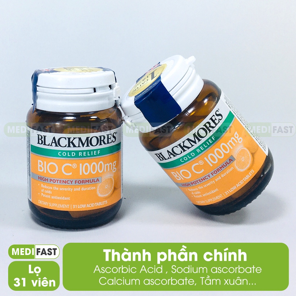 Vitamin C - Blackmores Bio C 1000mg - Lọ 31 viên bổ sung vtm C - Hàng nhập khẩu chính hãng.