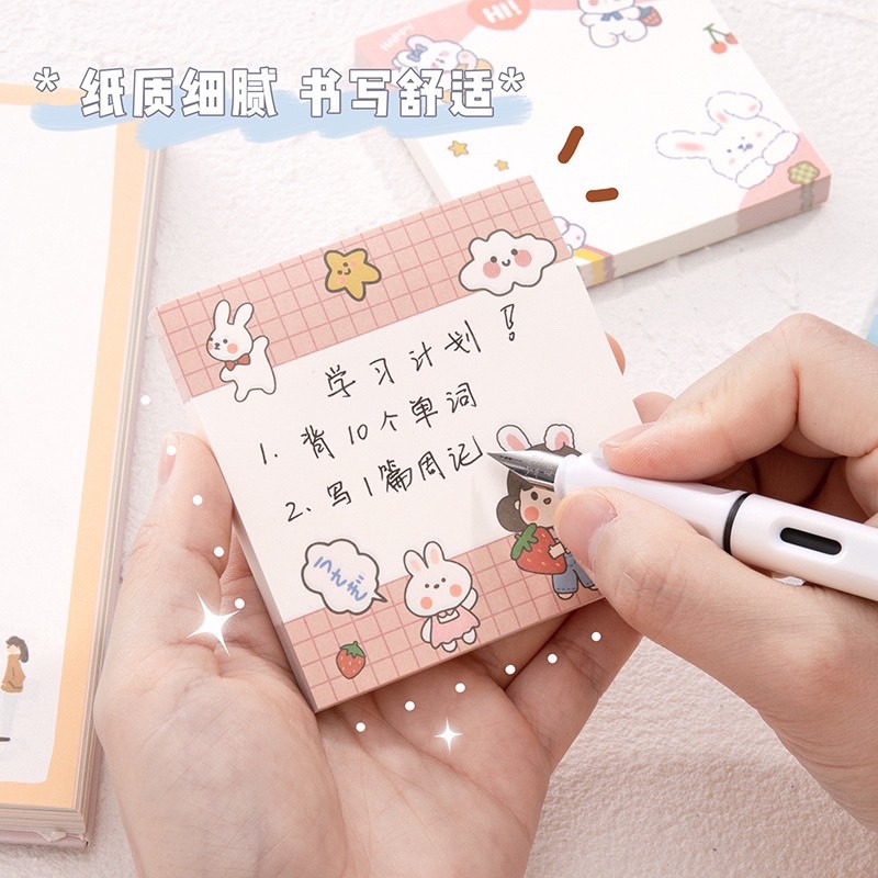 Giấy note ghi chú 80 tờ hình cô gái hoạt hình nhiều màu sắc