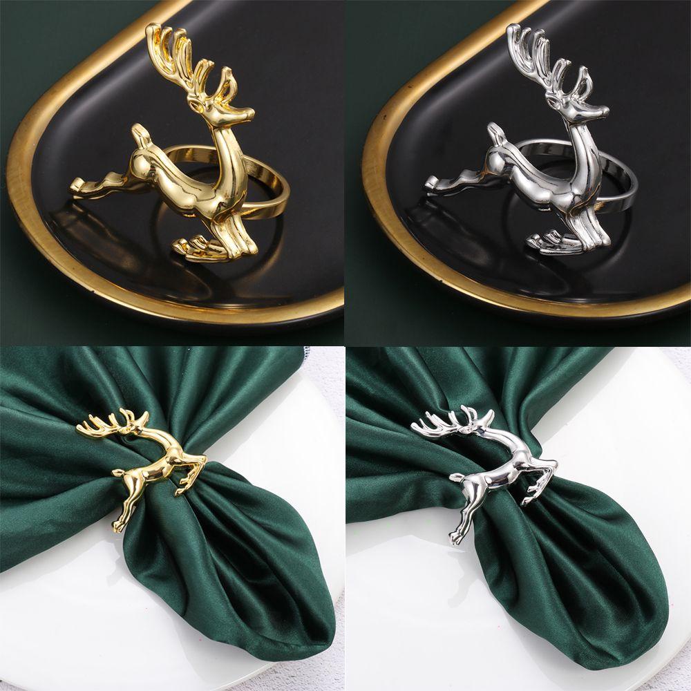 WTTLE Vòng Giữ Khăn Ăn Bằng Kim Loại DIY Hình Tuần Lộc Giáng Sinh