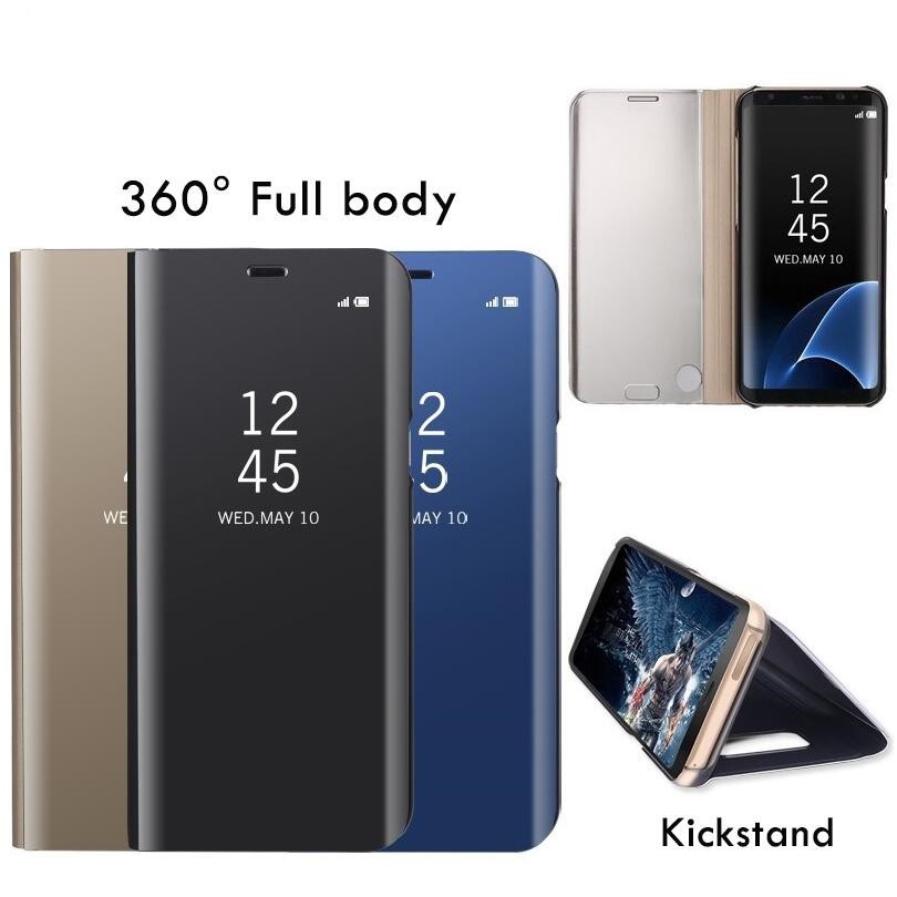 Ốp Điện Thoại Nắp Lật Tráng Gương Thông Minh Cho Samsung Note 8 5 J3 J5 J6 J7 2017 prime Plus