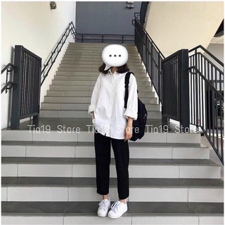 [Ảnh thật/Sẵn]Áo sơmi lụa hàn tay bồng/Áo sơmi trắng basic