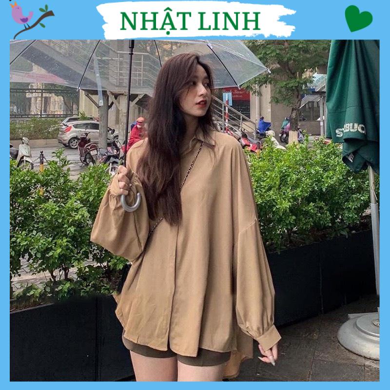 Áo sơ mi nữ NHẬT LINH tay dài phồng form thụng trẻ trung cá tính - A633