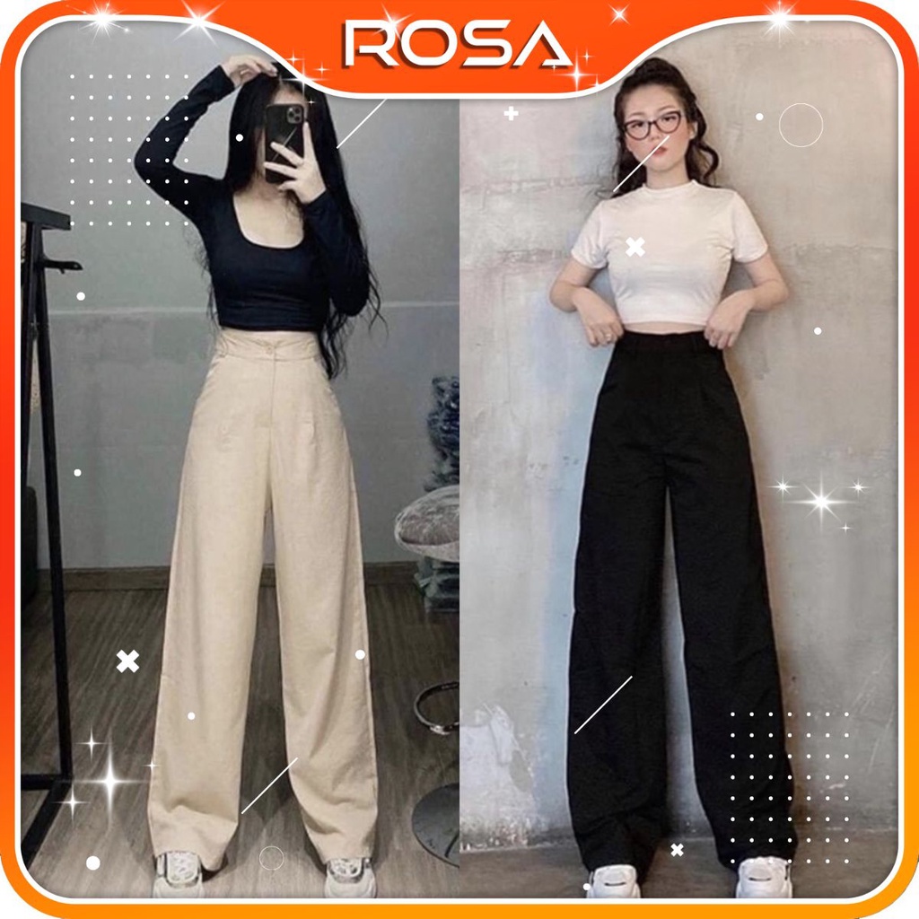 Quần Ống Rộng Đũi Cạp Cao Rosa