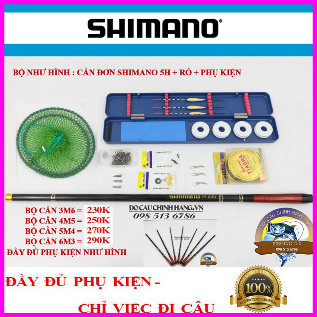 Trọn Bộ Cần Câu Tay Shimano 5h + Giỏ + Phụ Kiện SMN 2019
