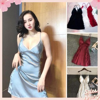 Đầm ngủ nữ🌺FreeShip🌺Váy ngủ sexy 2 dây phối ren eo lụa satin cao cấp, đồ nữ freesize dưới 65kg