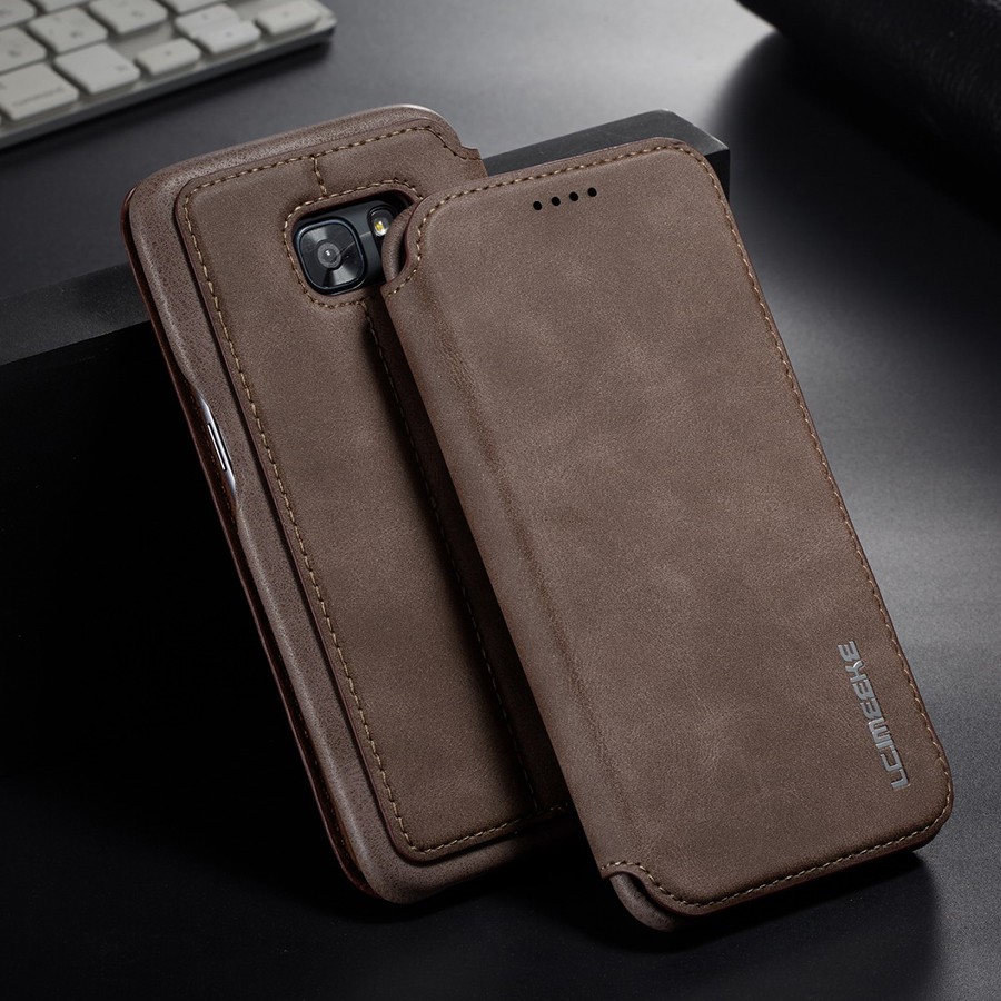 Bao da điện thoại màu trơn khóa kéo thời trang cho Samsung S7/S7 Edge