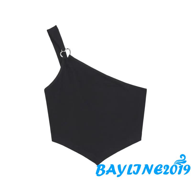 Áo Nữ Không Tay Lệch Vai Màu Đen Thời Trang Mùa Hè