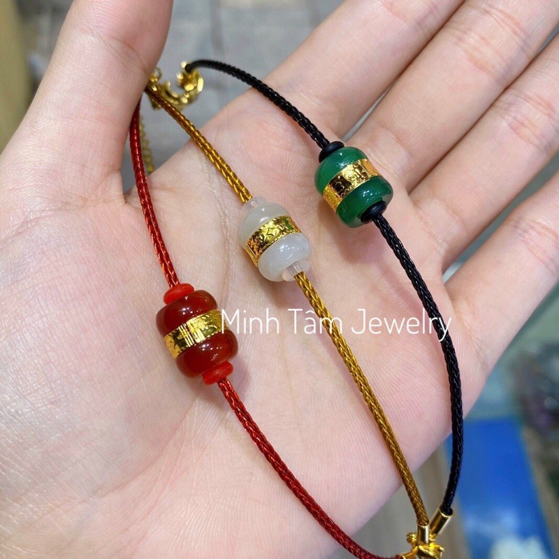 Vòng tay lu thống bạch ngọc dát mạ 24k-Minh Tâm Jewelry