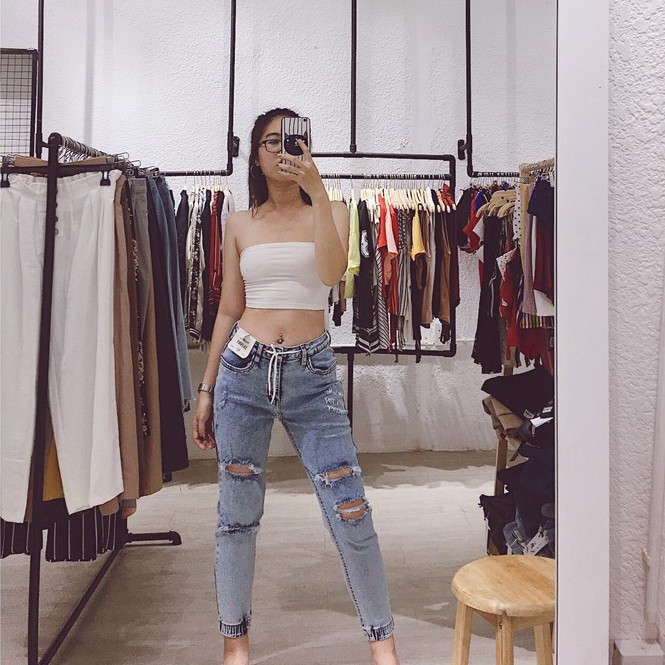 Áo ống, áo quây trơn đan dây sexy thun co dãn 4 chiều