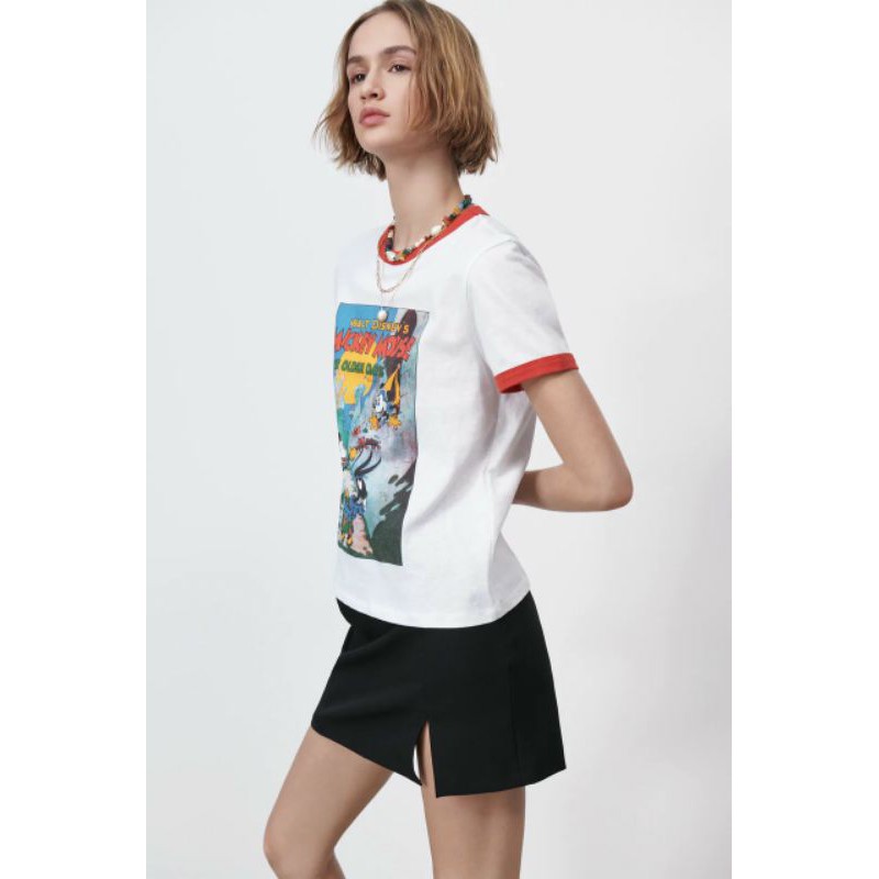 EryR / Áo phông nữ ZR đẹp viền đỏ siêu cute, vải mềm mịn!
