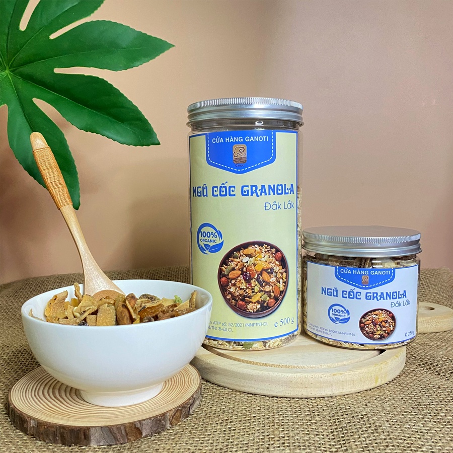 Granola ăn kiêng, hạt dinh dưỡng granola 500g GANOTI truyền thống mix 50% 7 loại hạt