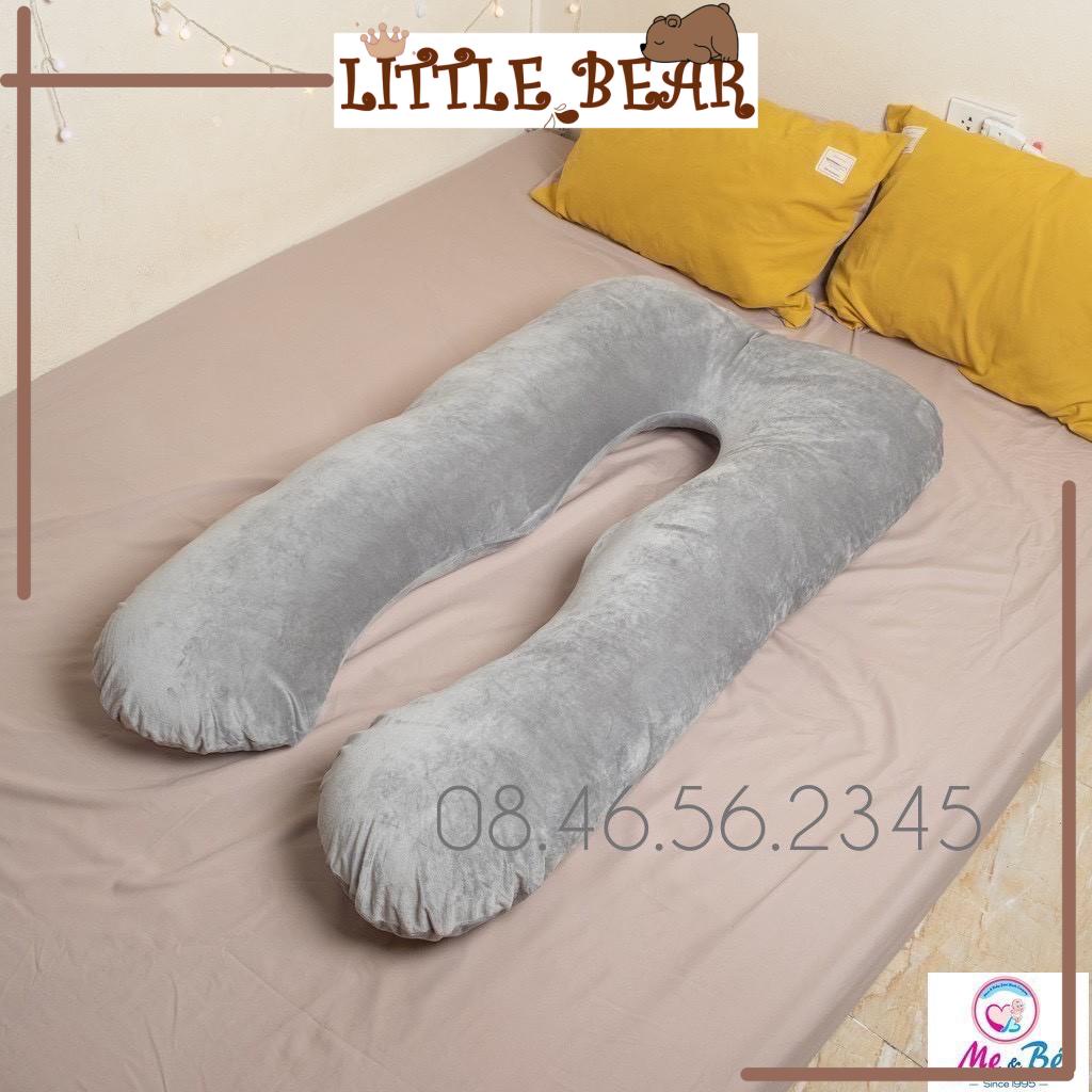 Gối ôm bà bầu hình chữ U vải nhung cao cấp - Little Bear