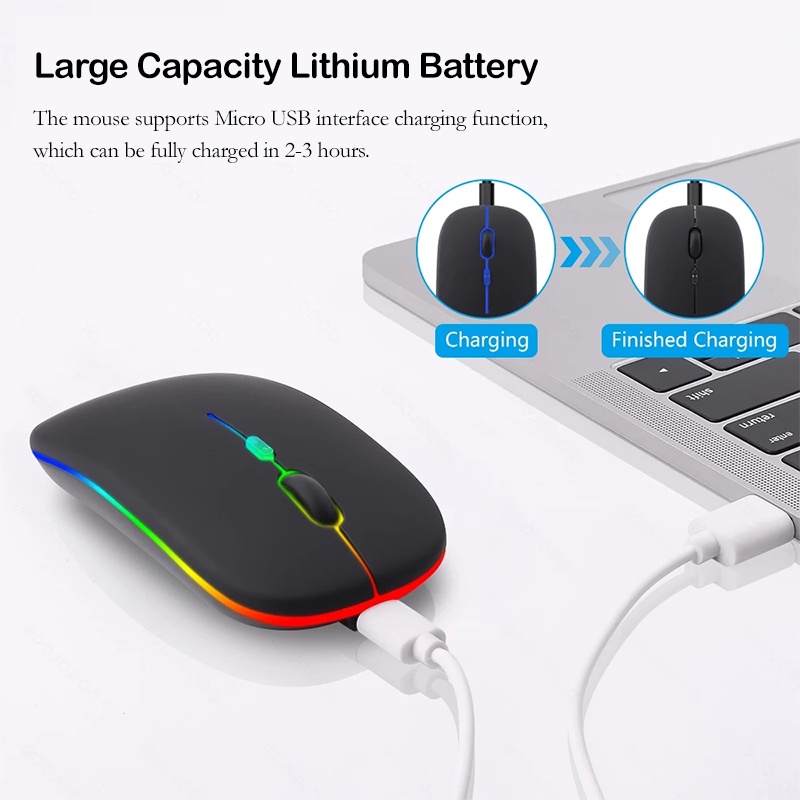 Chuột Không Dây Chơi Game Đèn LED RGB chuột, Dùng Pin Sạc, Click Không Gây Tiếng Ồn, Khoảng Cách Tín Hiệu 10-20m