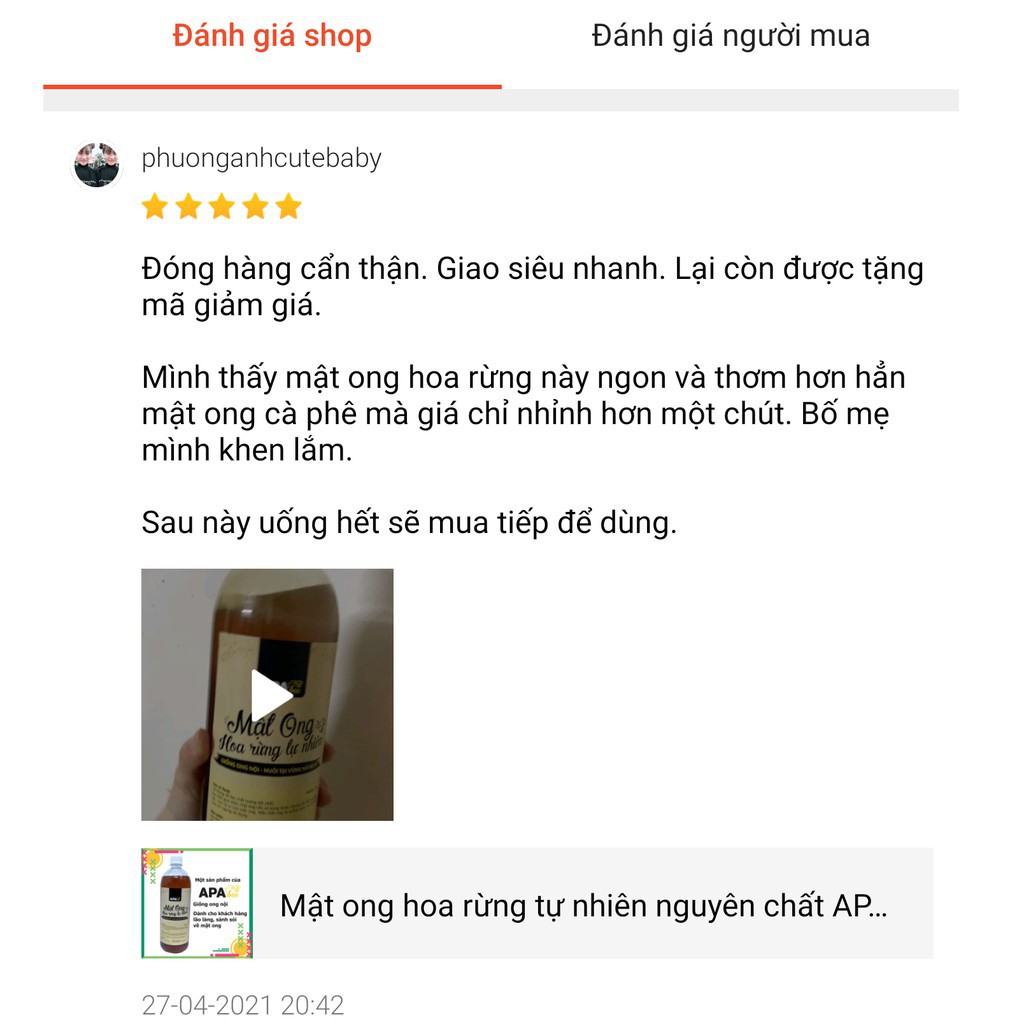 Mật ong nguyên chất hoa rừng tự nhiên APABEE 100ml Ong Nội - Mật ong nuôi. | BigBuy360 - bigbuy360.vn
