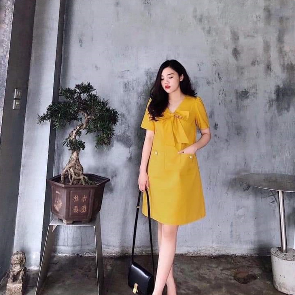 Váy bầu cổ tim nơ ngực thời trang thiết kế MSP161 Mom and Baby