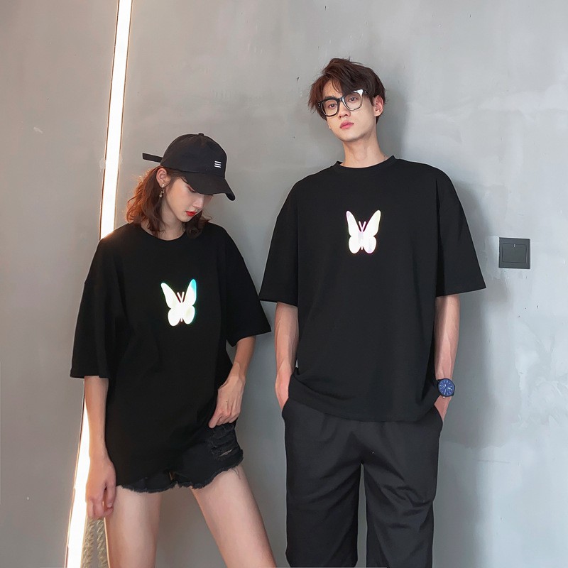 Áo Thun Phản Quang MIDNIGHT BUTTERFLY cho Couple - màu đen