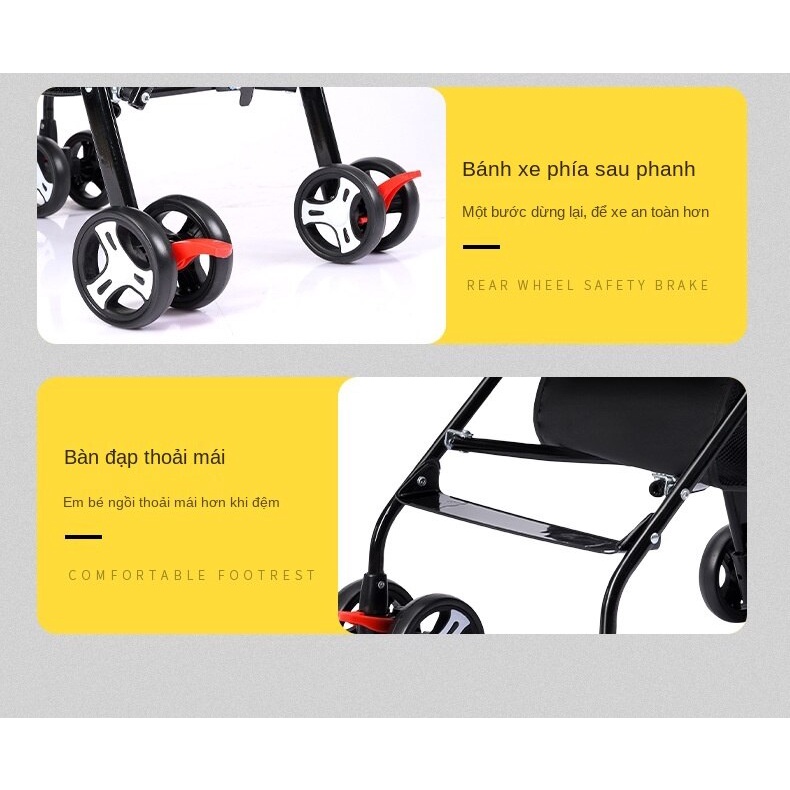 Xe đẩy trẻ em siêu nhẹ và di động, xe đẩy mùa hè ngồi có ô