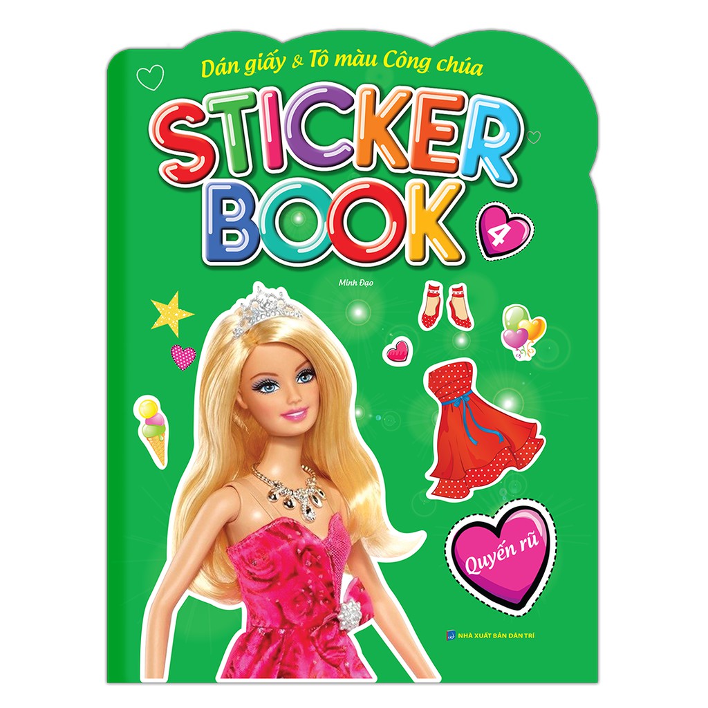 Sách - Sticker book - Giấy gián &amp; tô màu công chúa 4 - Quyến rũ (tặng kèm 4 trang sticker dán hình)