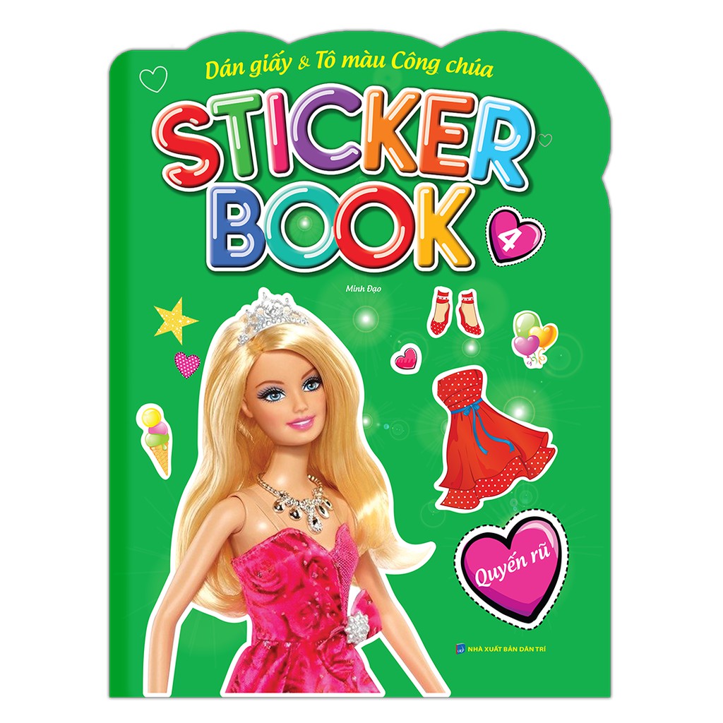 Sách - Sticker book - Giấy gián & tô màu công chúa 4 - Quyến rũ (tặng kèm 4 trang sticker dán hình)