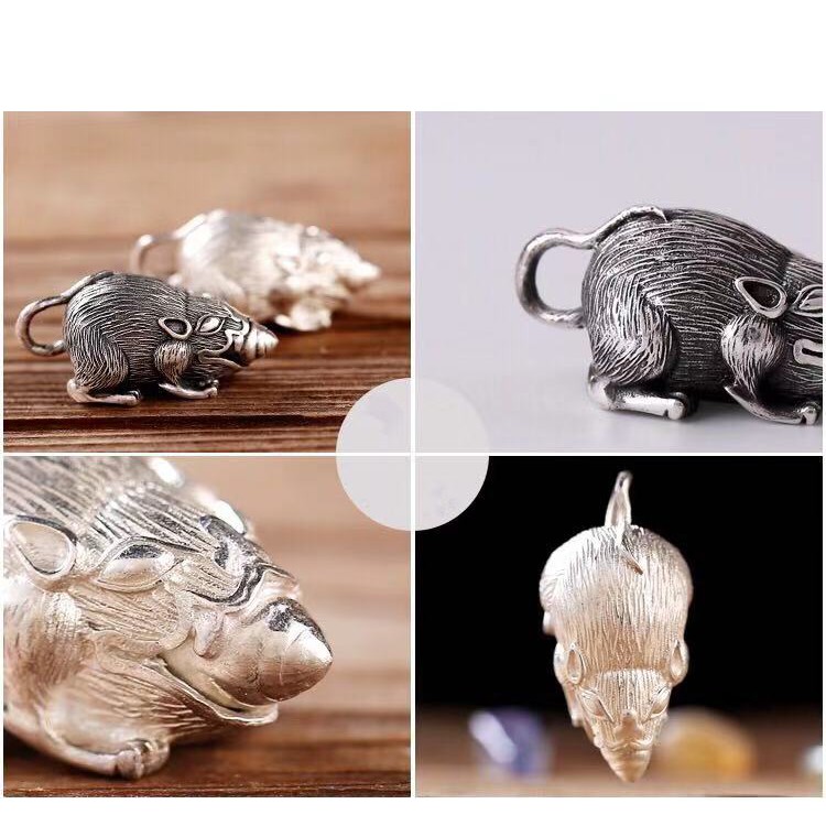 Chuột chiêu tài bạc 999 (3cm) (CHUỘT BÁU NHẢ NGỌC MANI)