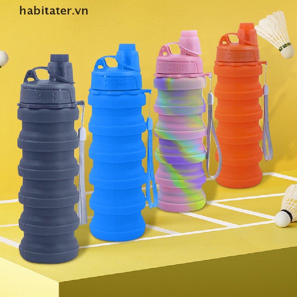 Bình Nước Silicone 500ml Có Thể Gấp Gọn Tiện Dụng