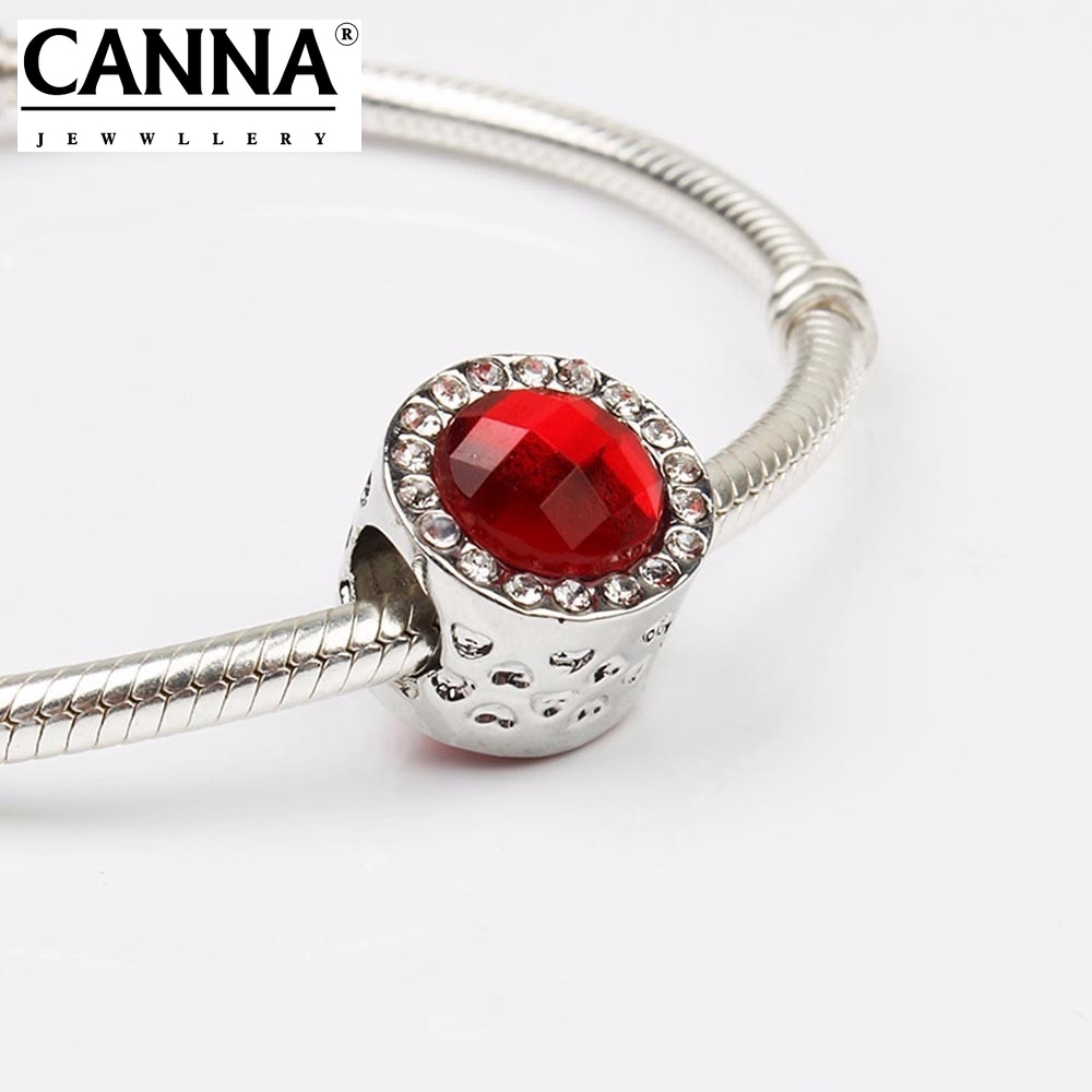 PANDORA Vòng Tay Đính Hạt Pha Lê Đục Lỗ Lớn Phong Cách Châu Âu