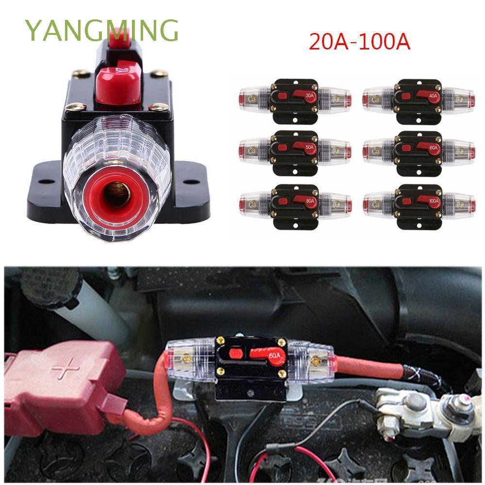 YANGMING Compatible Car Circuit Breaker 20A-100A Refit Adapter Fuse Holder Insurance Switch Durable Line Protection DC 12V AMP