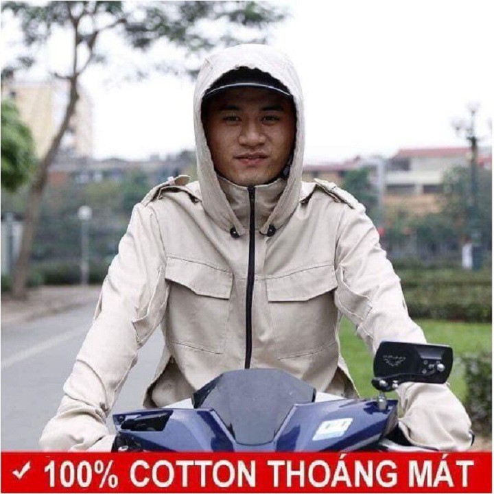 Áo chống nắng chất liệu Kaki cho nam màu trắng sữa cực mát (Đầy đủ size L, XL, XXL)