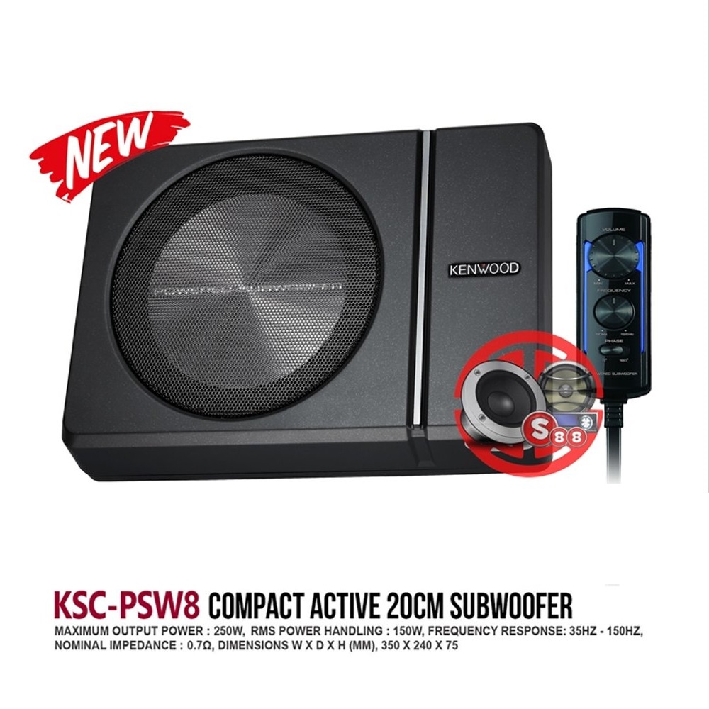 Loa Siêu Trầm KENWOOD KSC-PSW8  - Loa Sub Gầm Ghế Công Suất 250W Cực Khoẻ Dùng Cho Ô Tô Xe Hơi