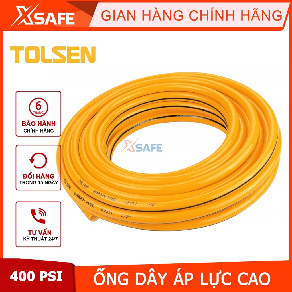 Ống nước áp lực cao PVC TOLSEN 15-30m | ống nhựa pvc đường kính 16mm chịu áp lực 400PSI gọn nhẹ, chống gập gãy [XSAFE]