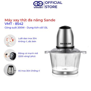 Máy xay thịt đa năng cối thủy tinh Sandee cao cấp 2 tầng lưỡi công suất lớn,xay nhuyễn, máy êm_vimart