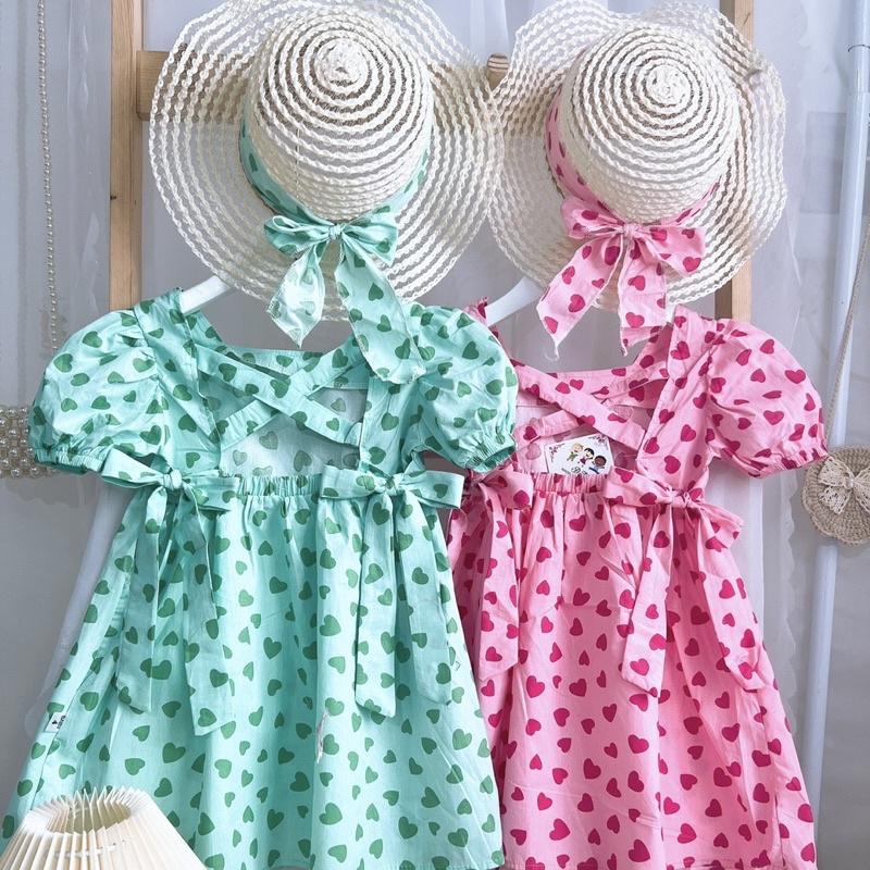VÁY THÔ BABY DOLL CHẤM BI KÈM MŨ CHO BÉ