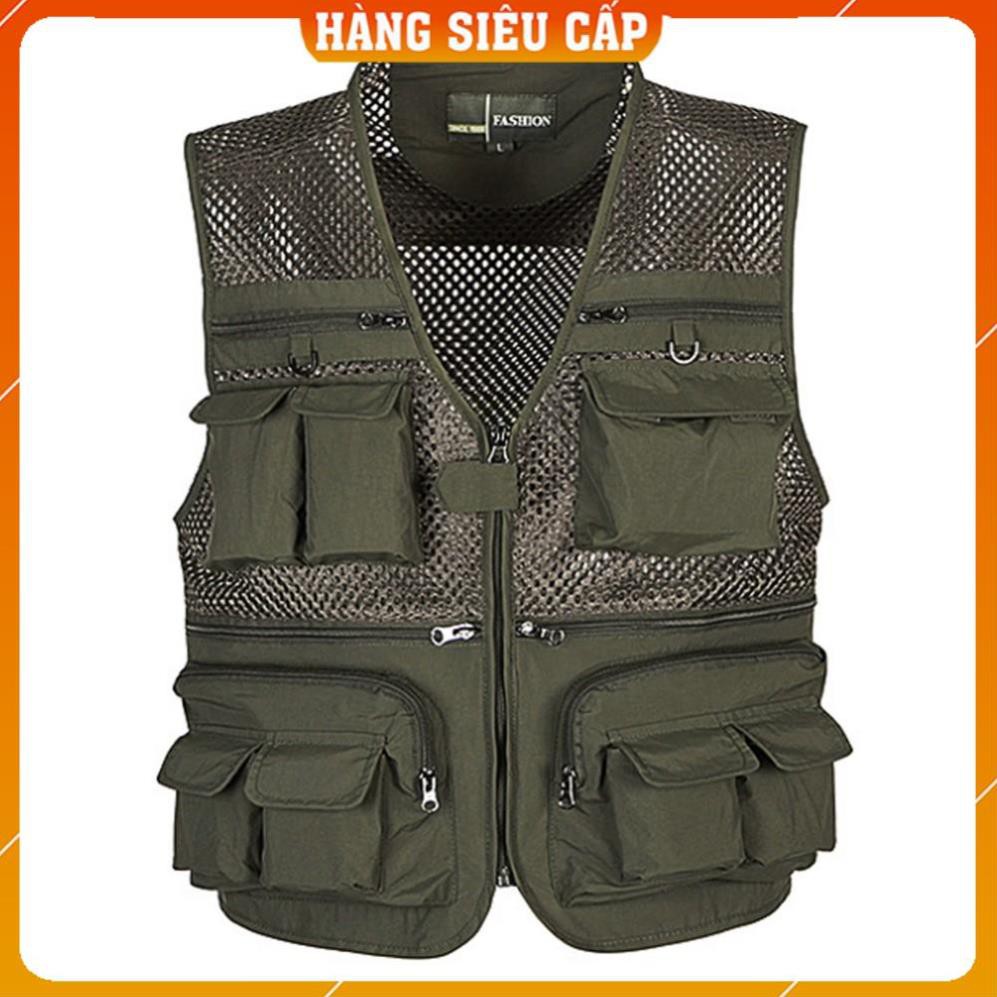 [FreeShip – Giảm 30k]  Áo Gile Nam Túi Hộp - Áo Ghi Lê Lính Mỹ Nhiều Túi