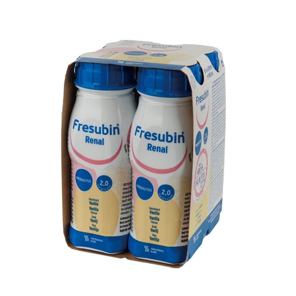 Sữa Fresubin Renal Drink Vanilla - Dinh dưỡng cho người suy thận trước lọc thận 1 lốc 4 chai 200ml