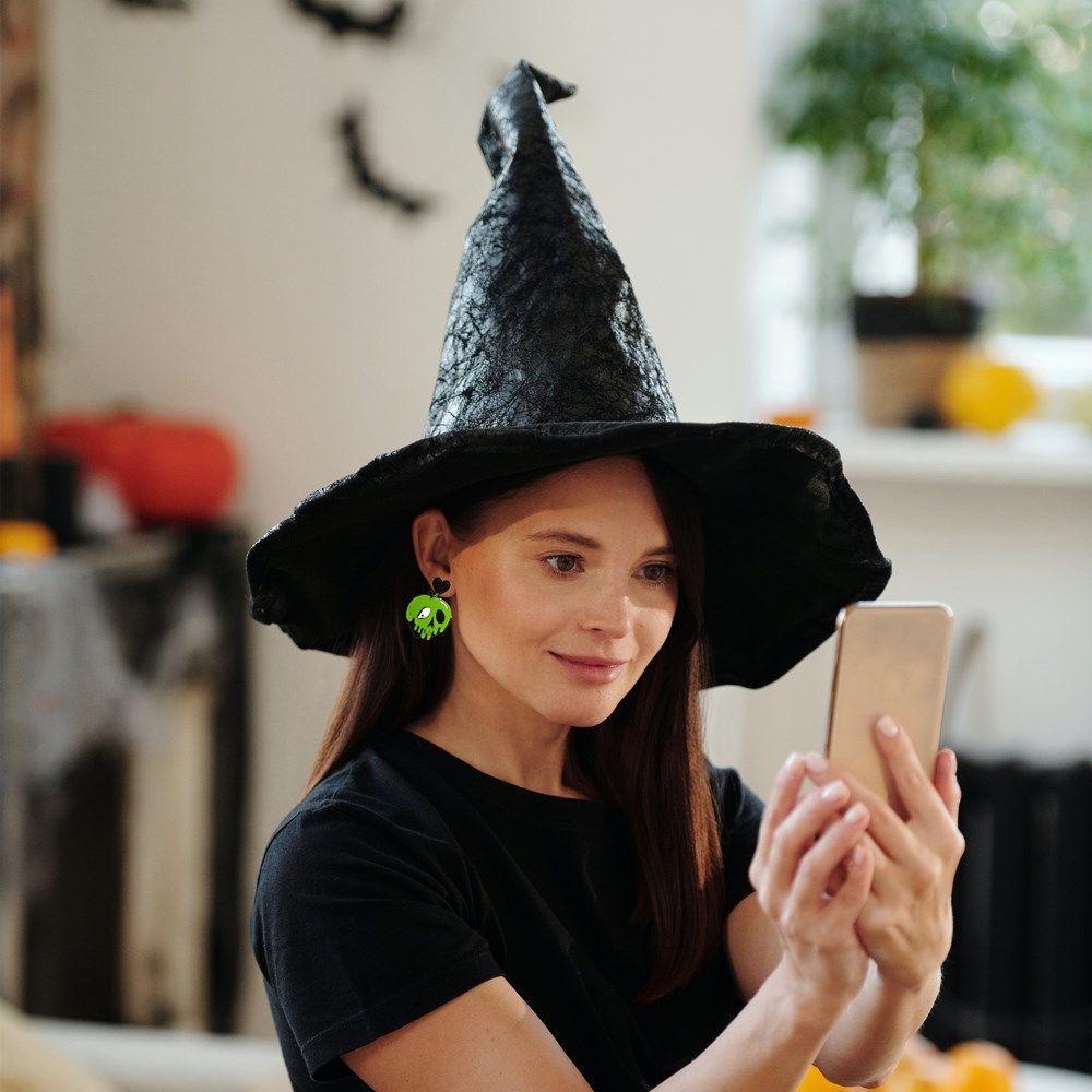 EUTUS 1 Đôi Bông Tai Bằng Acrylic Màu Sắc Kẹo Ngọt Chủ Đề Halloween