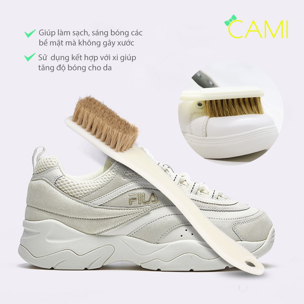 Bàn chải đa năng lông heo cán dài vệ sinh bụi bẩn đồ dùng trong nhà, đánh xi bóng mọi loại giày - Cami - CMPK251