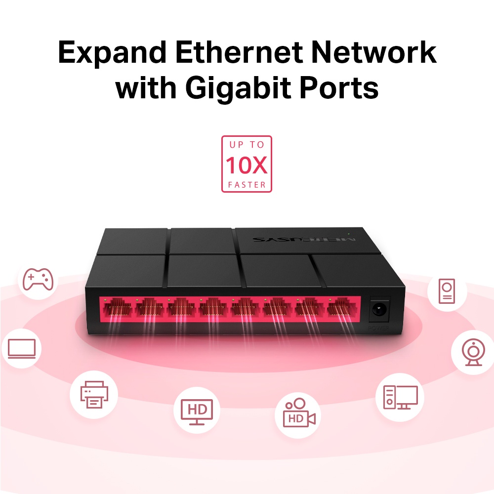 Bộ Chia Mạng 8 Cổng Gigabit MERCUSYS MS108G - Switch 8 Port 10/100/1000Mbps - Hàng Chính Hãng