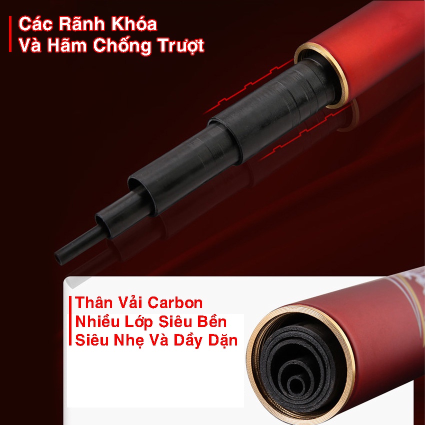 Cần Câu Tay Carbon Nhật Bản 6H19 Chính Hãng Siêu Nhẹ Siêu Cứng Siêu Bền Chuyên Câu Đài Câu Đơn Săn Hàng