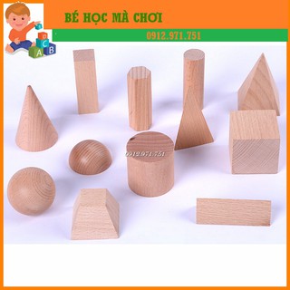 Bộ 12 hình khối CHUẨN Montessori - HÀNG XUẤT KHẨU| Giáo cụ Montessori