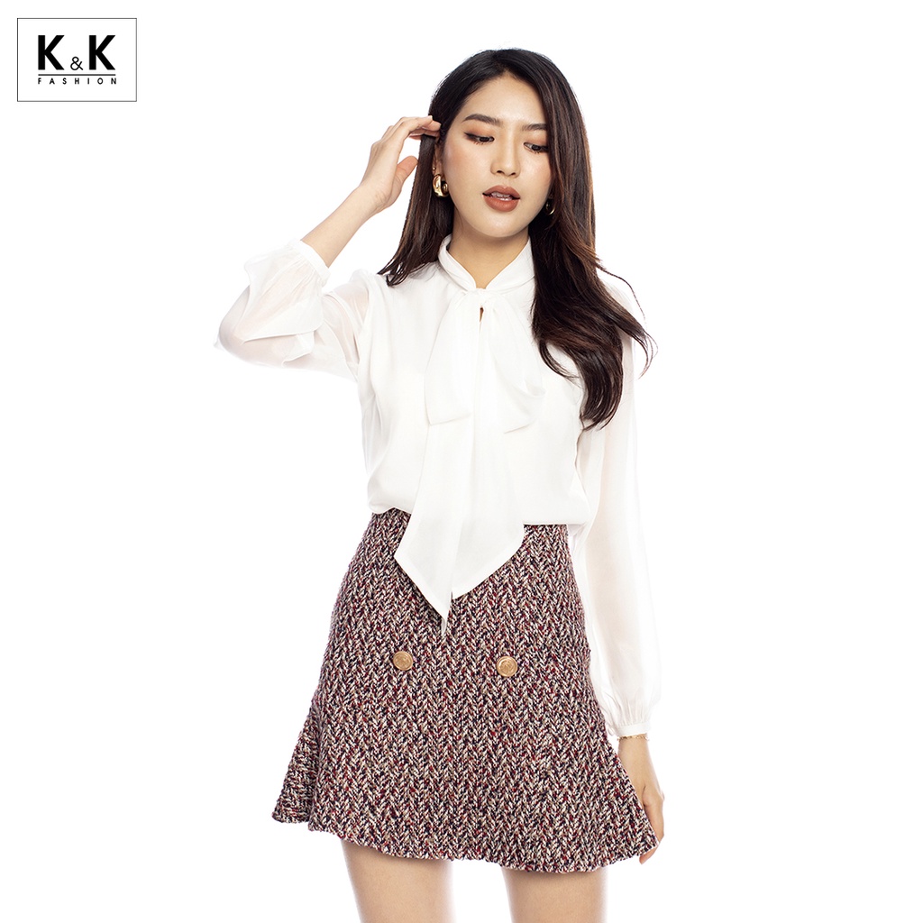 Chân Váy Chữ A Đuôi Cá K&K Fashion K&K Fashion CV02-35 Vải Tweed Đính Nút