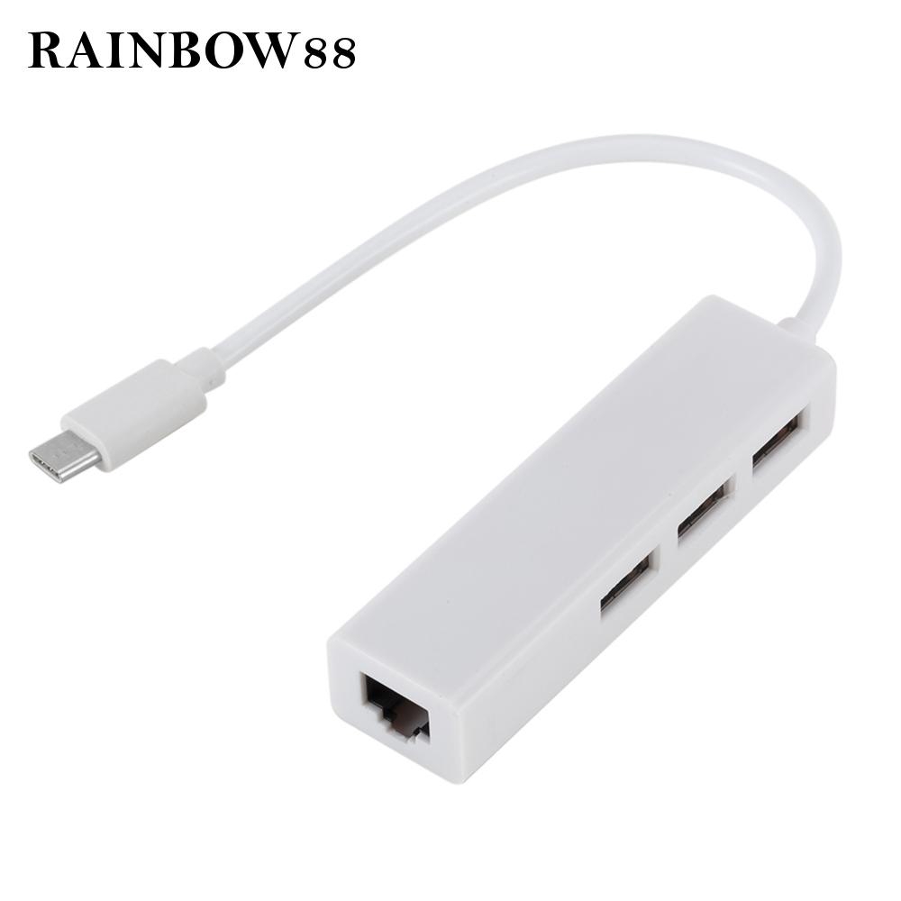 Thiết bị chuyển đổi USB C sang 3 cổng RJ45 màu trắng cho MacBook Pro chất lượng cao