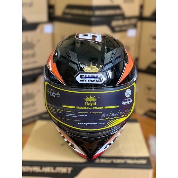 Mũ Bảo Hiểm Fullface 2 Kính M266 Màu Đen Bóng Lên Tem Repsol Cực Đẹp, Tặng túi đựng nón và BH 12 tháng