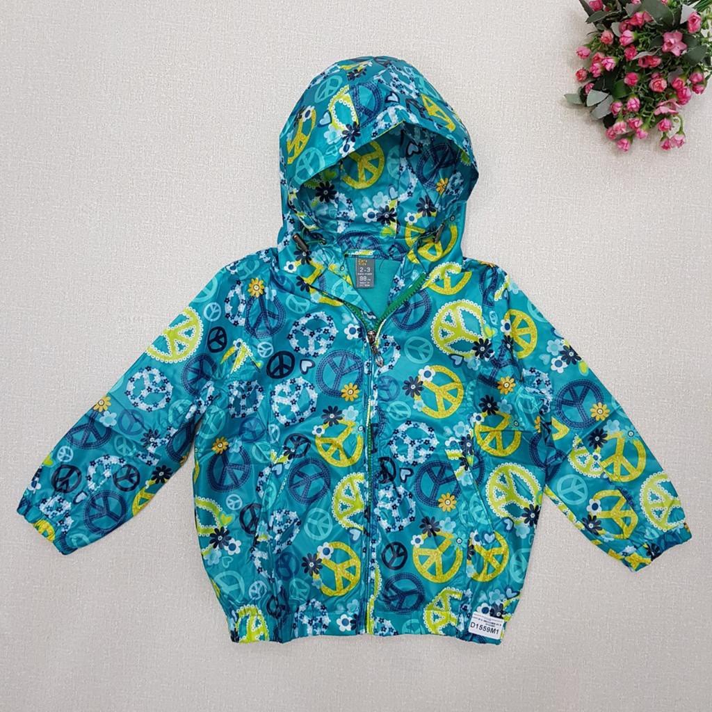 D1559M1- Aó gió bé gái, dài tay, 2 lớp in họa tiết, xanh lá, hiệu zara kids, size bé 1-10, made in Việt Nam