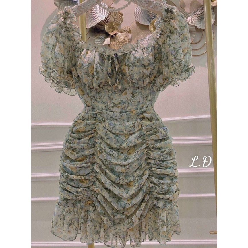 Váy hoa nhún đuôi cá cúp ngực nhã xinh