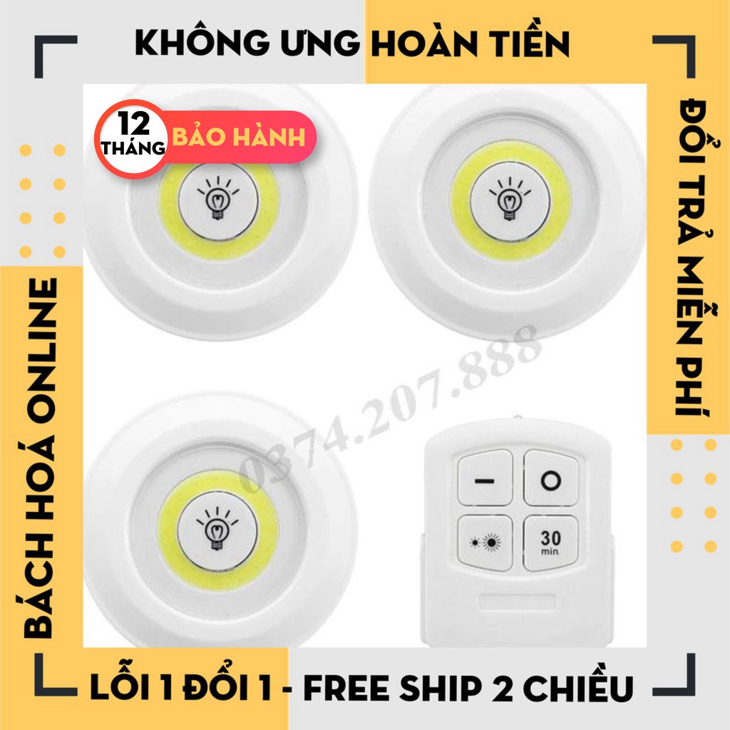 Đèn LED dán tường có điều khiển từ xa, hẹn giờ, điều chỉnh mức sáng tiện lợi-Bộ 3 bóng đèn kèm điều khiển - GD224