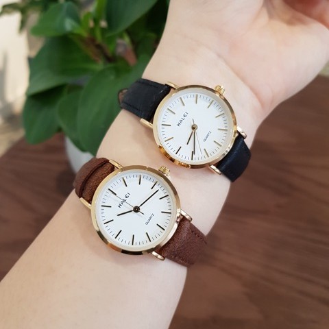 Đồng hồ Halei nữ mặt tròn chống nước + tặng pin dự phòng hàng chất
